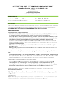 ACCOUNTING 325: INTERMED MANAG &amp; TAX ACCT