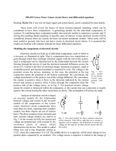 Linear circuit theory and differential equations