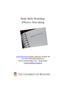 Study Skills Workshop: Effective Note-taking