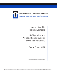 Apprenticeship Training Standards Refrigeration and Air