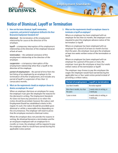 Notice of Dismissal, Layoff or Termination