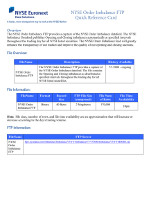 NYSE Order Imbalance FTP Quick Reference Card