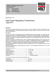 High-Power Regulating Transformers, Type RTT