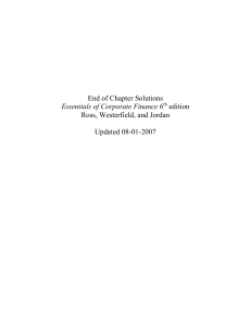End of Chapter Solutions Essentials of Corporate Finance 6 edition