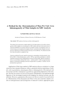 A Method for the Determination of Mass Per Unit Area