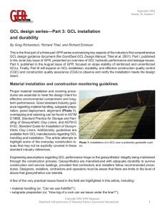 GCL design series—Part 3: GCL installation and durability