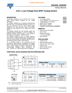 DG3535, DG3536 0.25 Ω Low-Voltage Dual SPDT Analog Switch