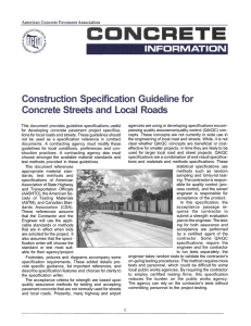 Construction Specification Guideline for Concrete Streets and Local