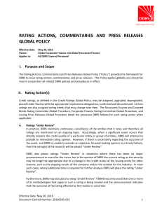 Rating Actions, Commentaries and Press Releases