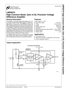 Notes LMP8270 High Common Mode, Gain of 20, Precision Voltage