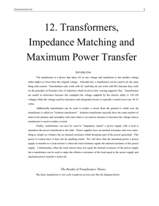 12. Transformers, Impedance Matching and Maximum Power Transfer