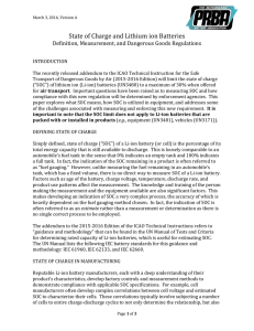 State of Charge, Li ion Batteries, and DG Regulations