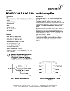 SKY65047-360LF 0.4-3.0 GHz Low Noise Amplifier Data Sheet