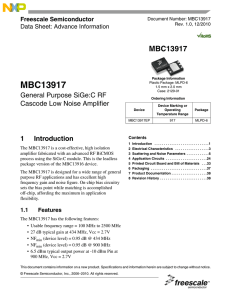 MBC13917 General Purpose SiGe:C RF Cascode Low Noise Amplifier
