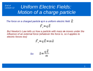 Uniform Electric Fields: Motion of a charge particle