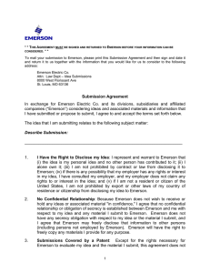 Submission Agreement In exchange for Emerson Electric Co. and its