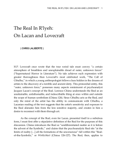 The Real In R`lyeh: On Lacan and Lovecraft