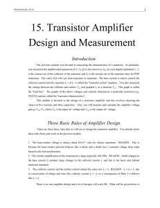 15. Transistor Amplifier Design and Measurement