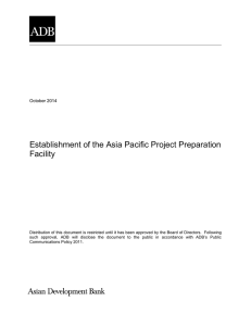 Establishment of the Asia Pacific Project Preparation Facility