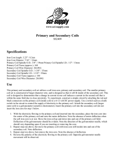 Primary and Secondary Coils Specifications Use - Sci