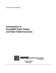 Excel 2007 Data Tables - Duke University`s Fuqua School of Business