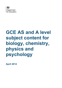 GCE AS and A level subject content for biology