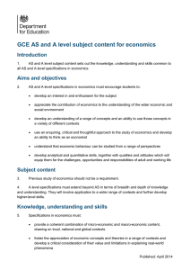 GCE AS and A level subject content for economics