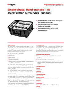 Single-phase, Hand-cranked TTR® Transformer Turns Ratio Test Set