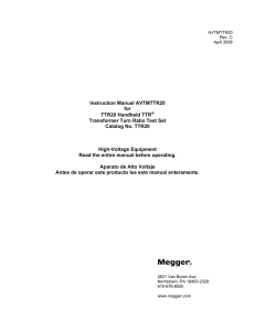 Megger TTR20 Transformer Turns Ratio Tester Manual