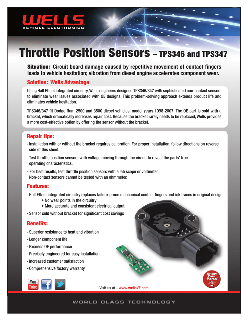 Wells A12154 Throttle Position Sensor 
