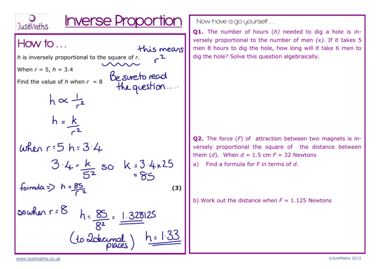 What Is Inverse Proportion And Examples