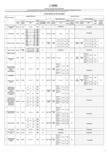 Tariff And Associated Conditions