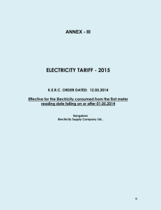 Electricity tariff – 2015 - BESCOM : Bangalore Electricity Supply