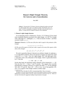 Hansen`s Right Triangle Theorem, Its Converse and a Generalization