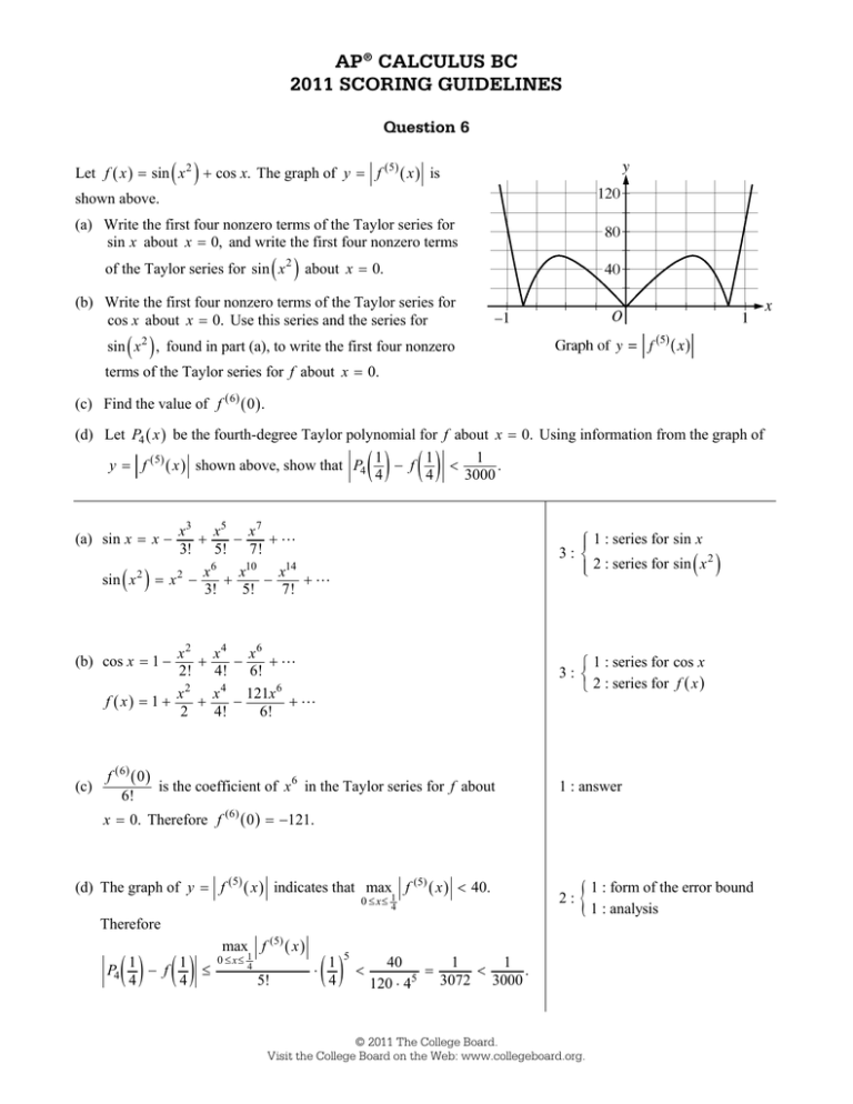 Ap Calculus Bc 2011 Scoring Guidelines AP Central