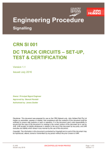 DC Track circuits – Set-up, Test and Certification