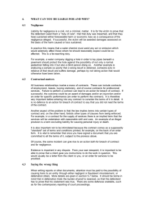 4. WHAT CAN YOU BE LIABLE FOR AND WHY? 4.1 Negligence 4.2