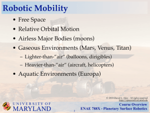 Course Overview ENAE 788X - Planetary Surface Robotics