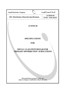 specifications for metal clad switchgear for primary distribution