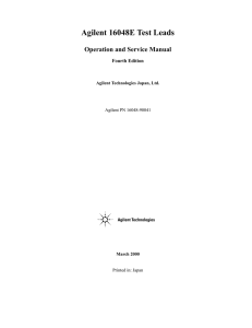 Agilent 16048E Test Leads Operation and Service Manual