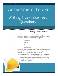 Writing True/False Test Questions - University of Wisconsin