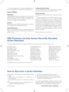 IEEE Photonics Society Honors Recently Elevated Senior Members