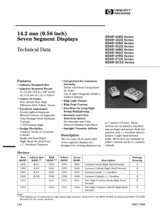 14.2 mm (0.56 inch) Seven Segment Displays: Technical Data