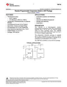 Resistor-Programmable Temperature Switch in SOT pkg (Rev. A)