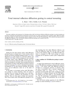 Total internal reflection diffraction grating in conical mounting