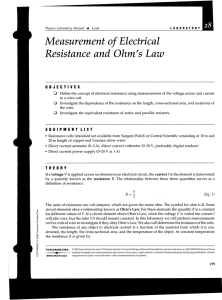 Measurement of Electrical Resistance and Ohm`s Law