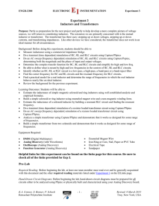 Experiment 3 Inductors and Transformers Pre-Lab
