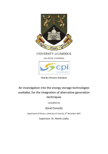 An investigation into the energy storage technologies available, for