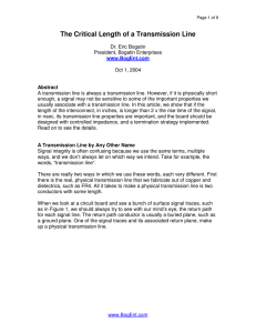 The Critical Length of a Transmission Line