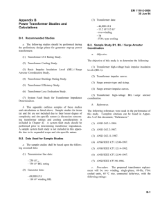 Appendix B Power Transformer Studies and Calculations